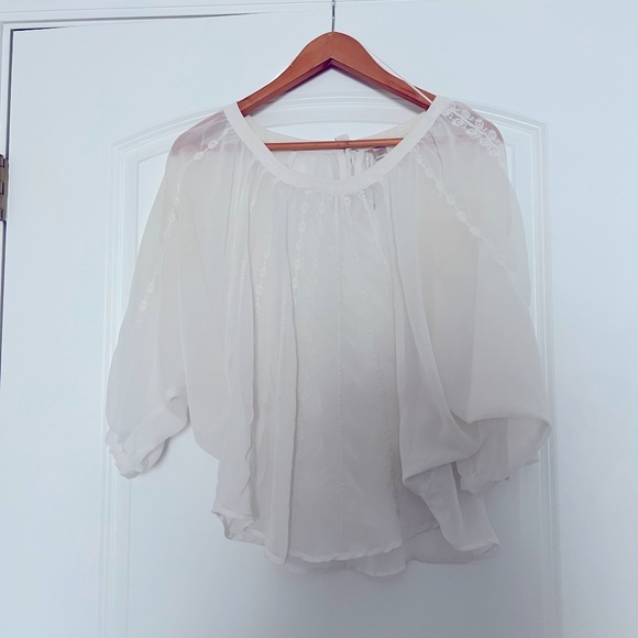 LC Lauren Conrad White Sheer Blouse - Picture 1 of 8